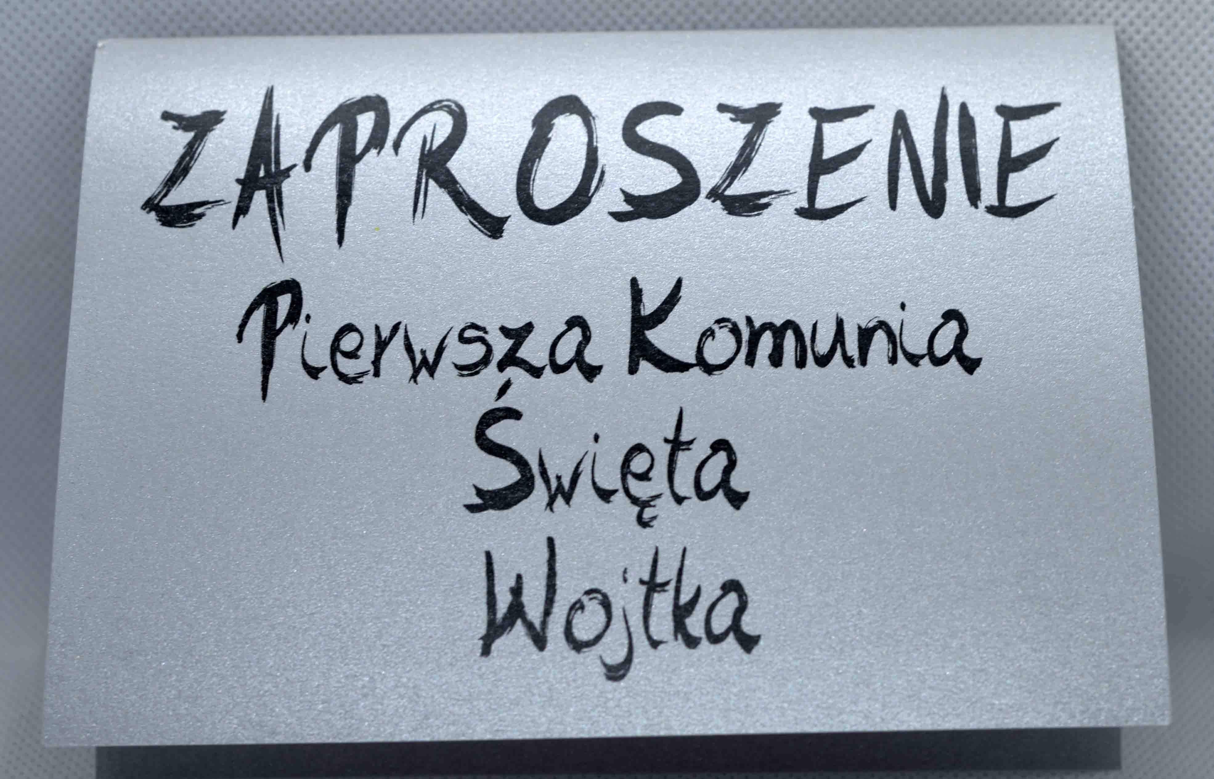 Zaproszenia na komunię srebrne perłowe 0