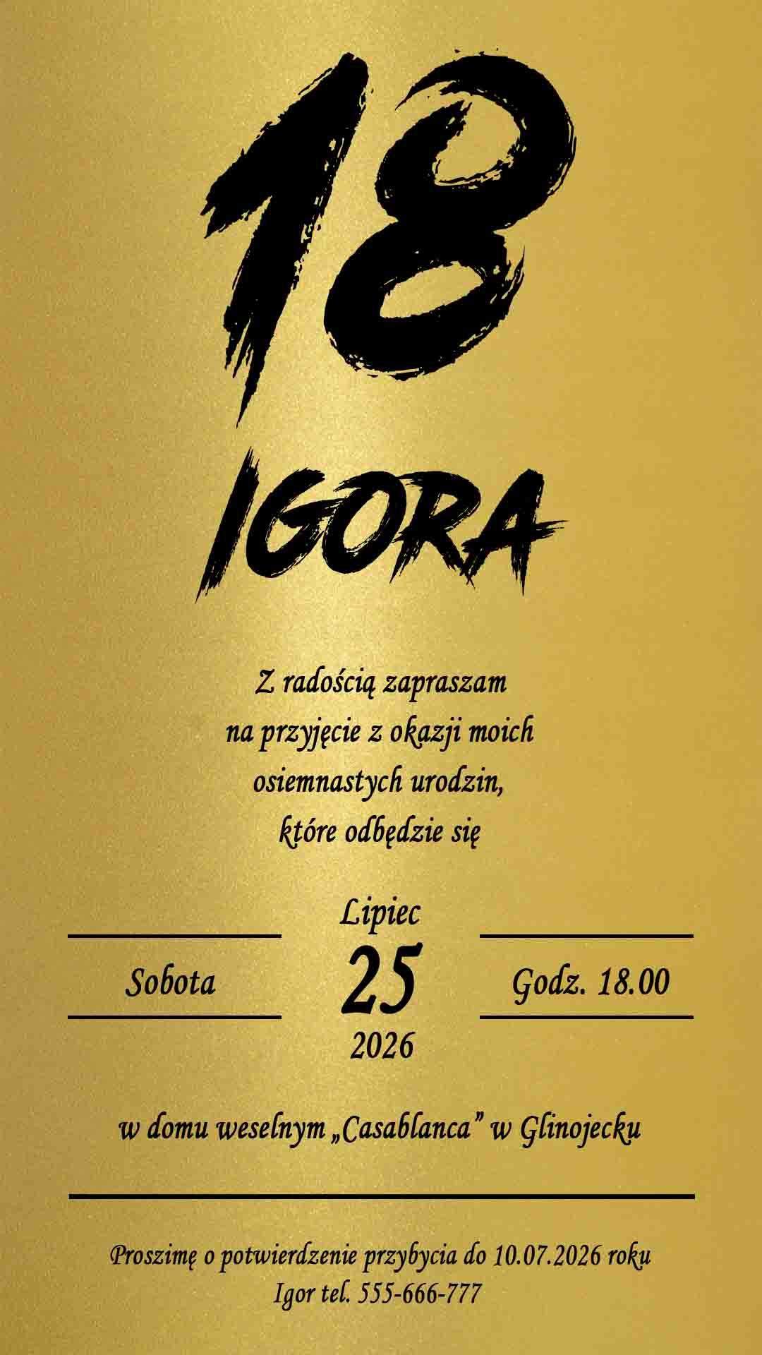 E-zaproszenie elektroniczne na osiemnastkę 1