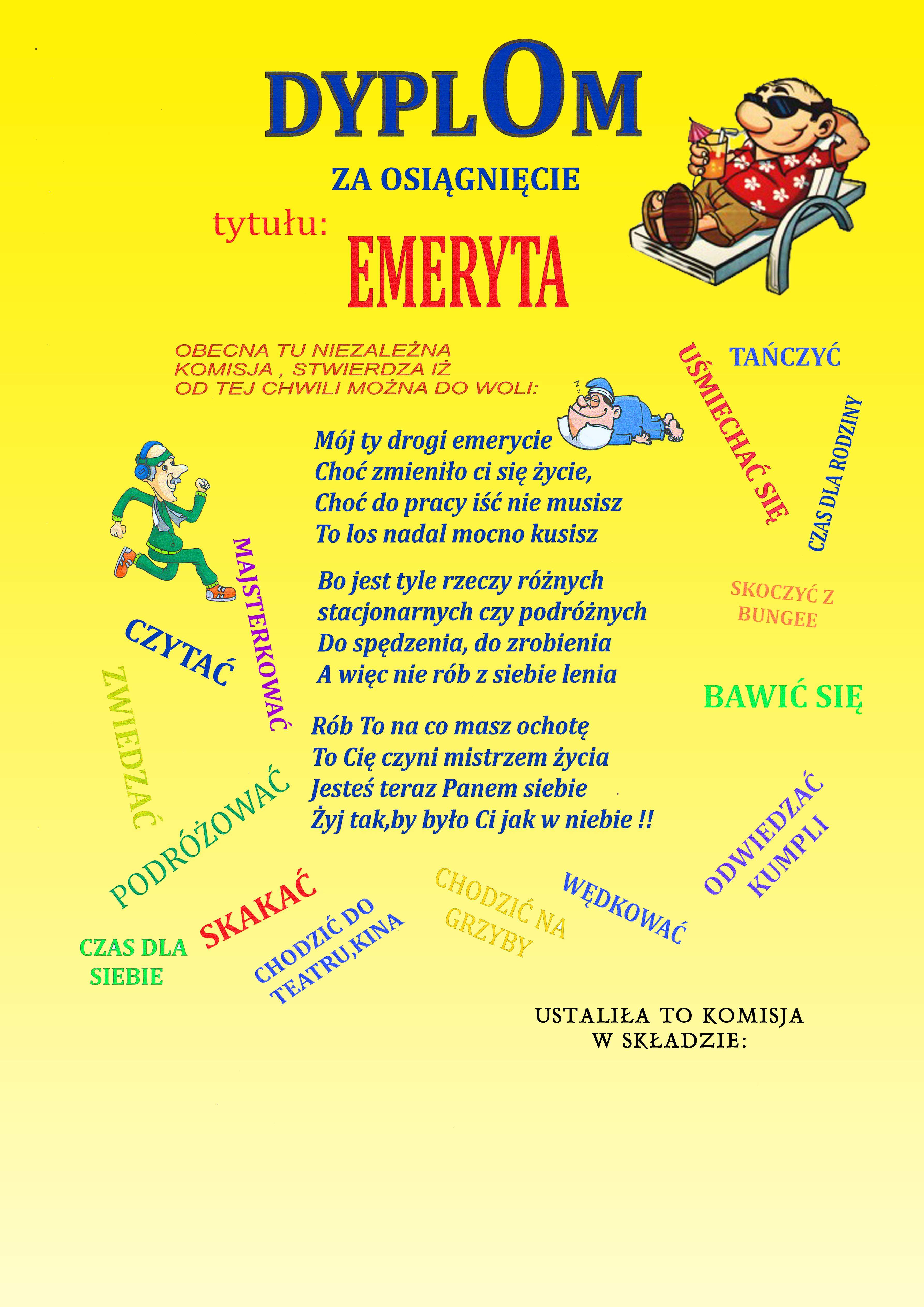 Dyplom dla emeryta / emerytki 1