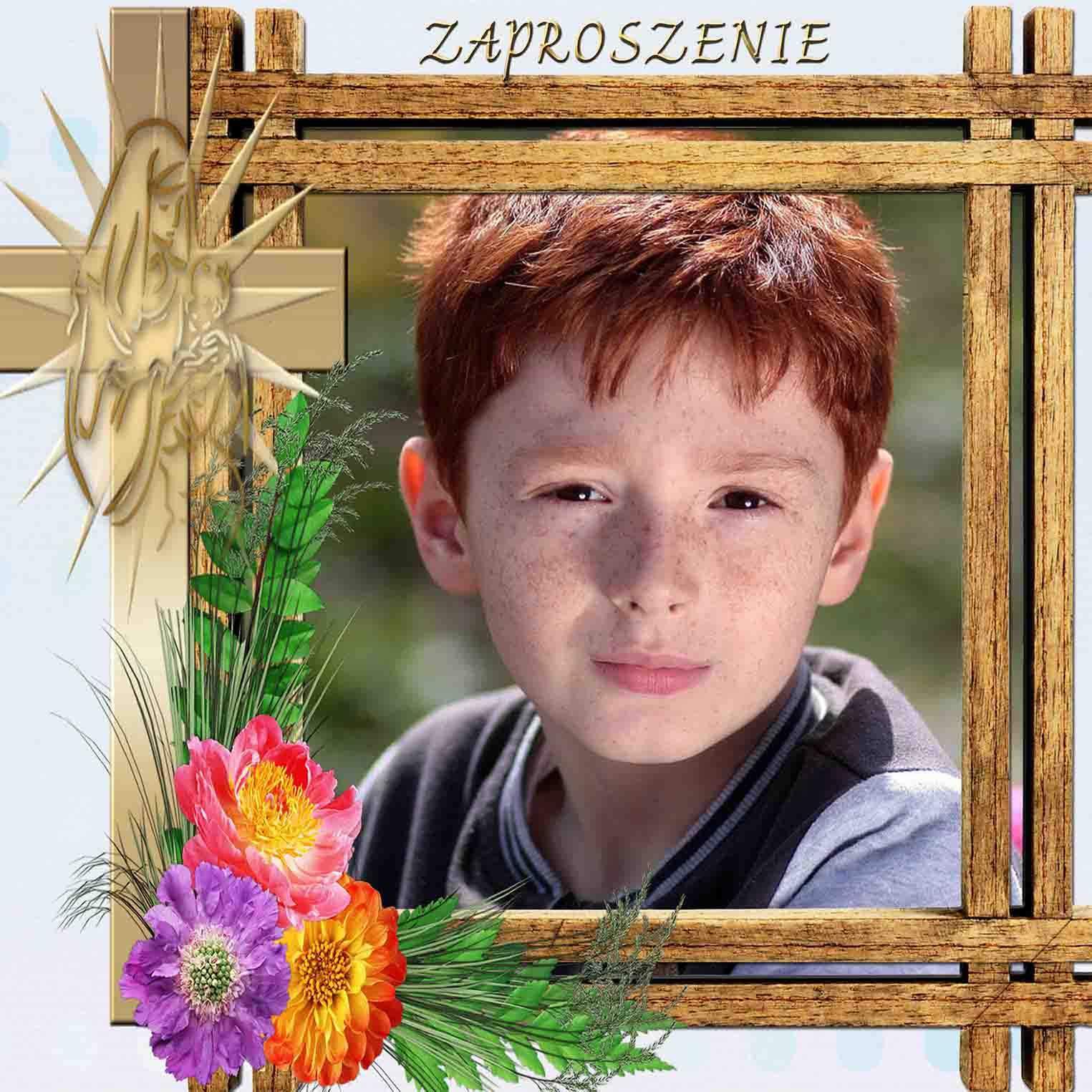 Zaproszenia na komunię ze zdjęciem 15x15 1