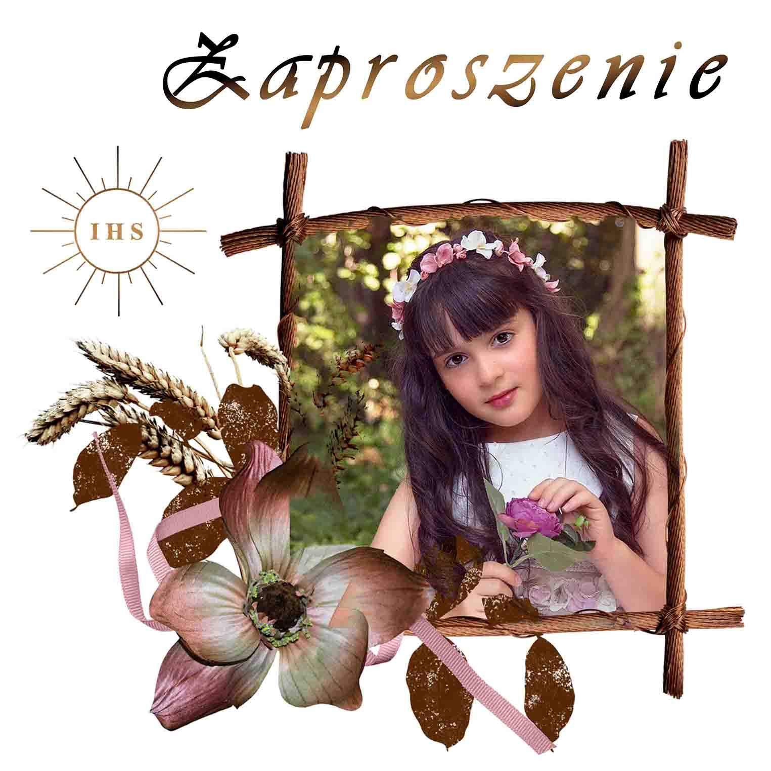 Zaproszenia na komunię ze zdjęciem 15x15 0