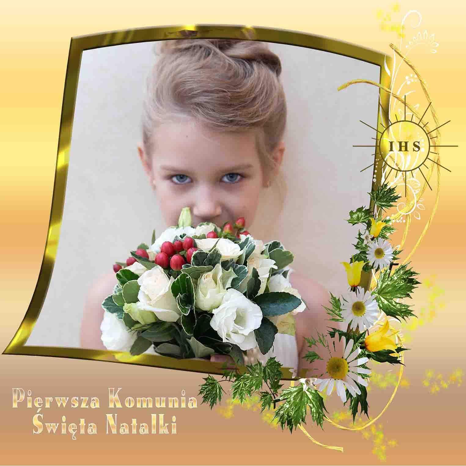 Zaproszenia na komunię ze zdjęciem 15x15 2