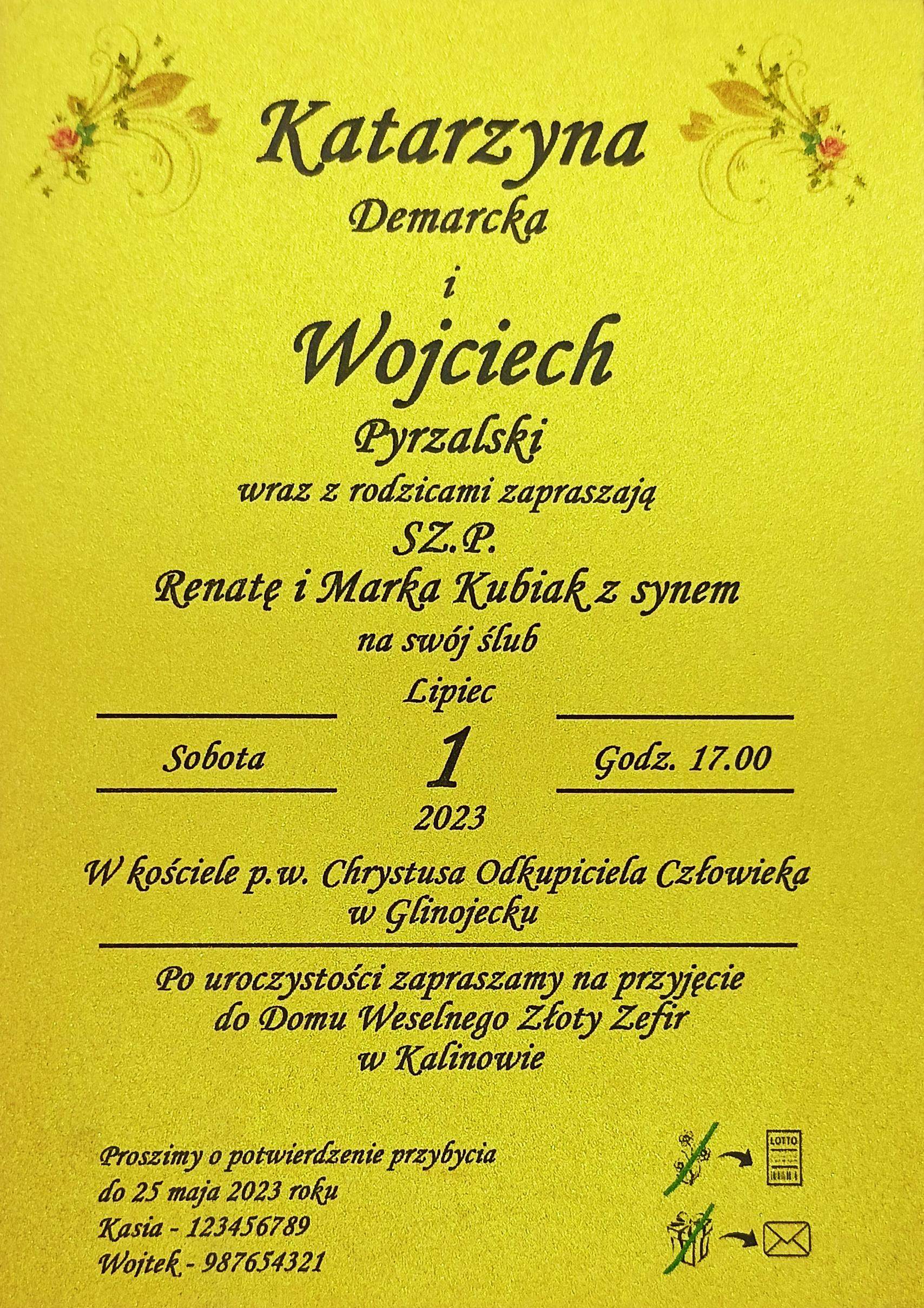 Zaproszenia na ślub jednostronne perłowe złote 0